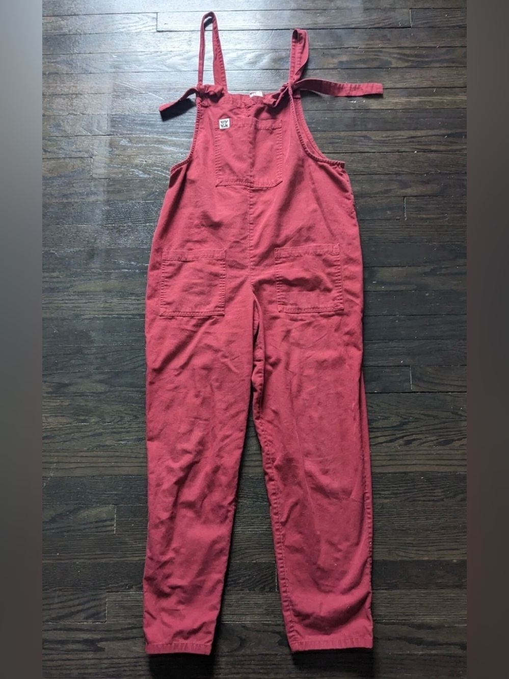 Lucy & Yak Red Organic Cotton Denim Overall Romper in size US 8R/UK 12R